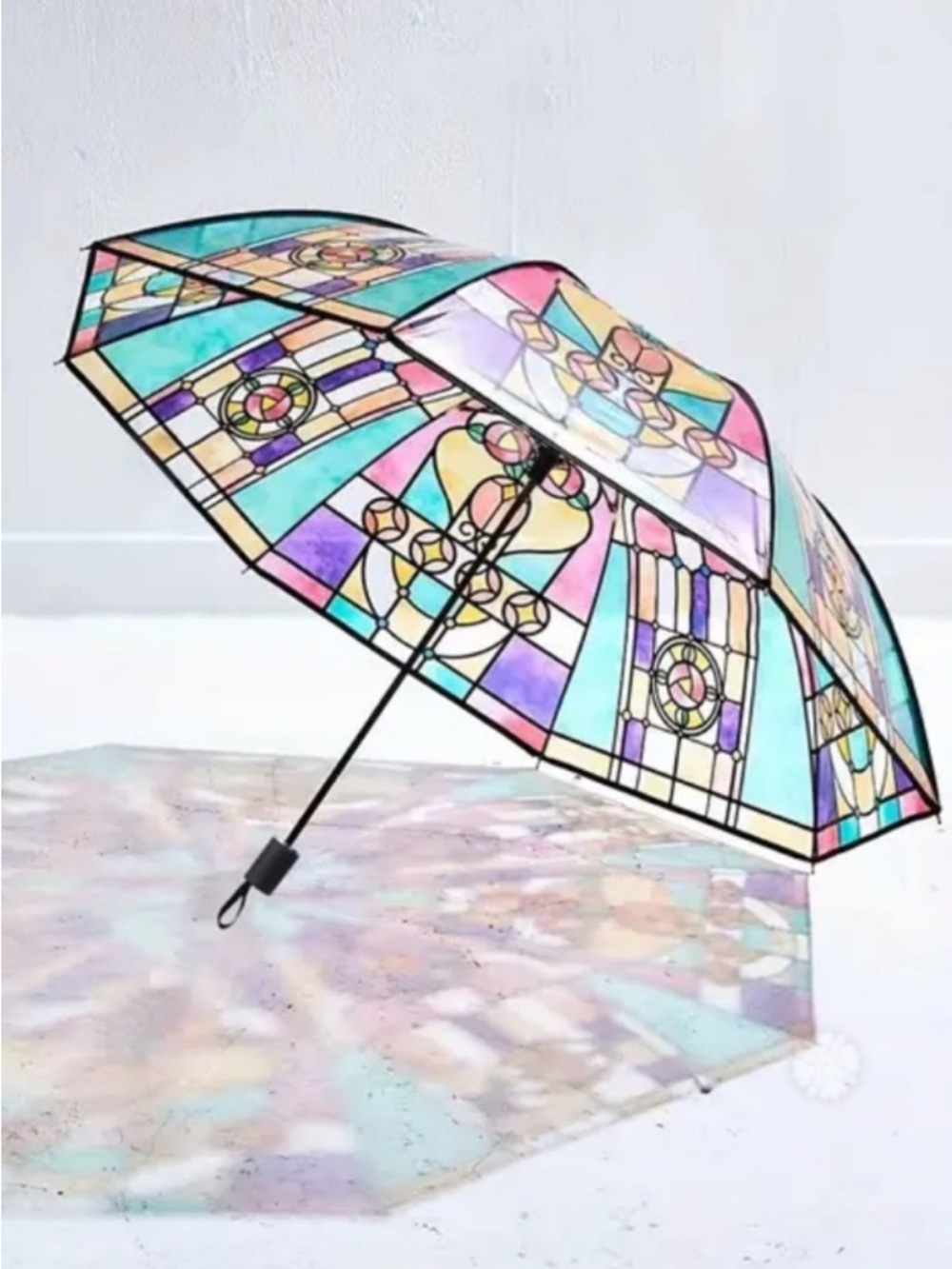 Hand-painted Stained Glass Inspired Automatic Clear Umbrella